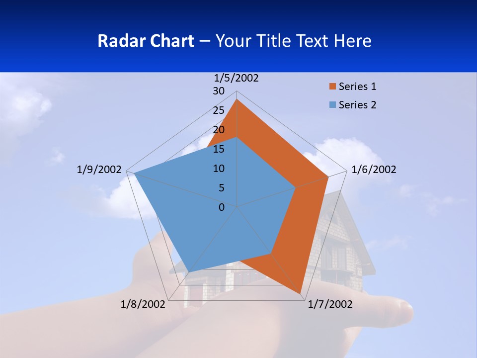 A Hand Holding A Small House In Front Of A Blue Sky PowerPoint Template
