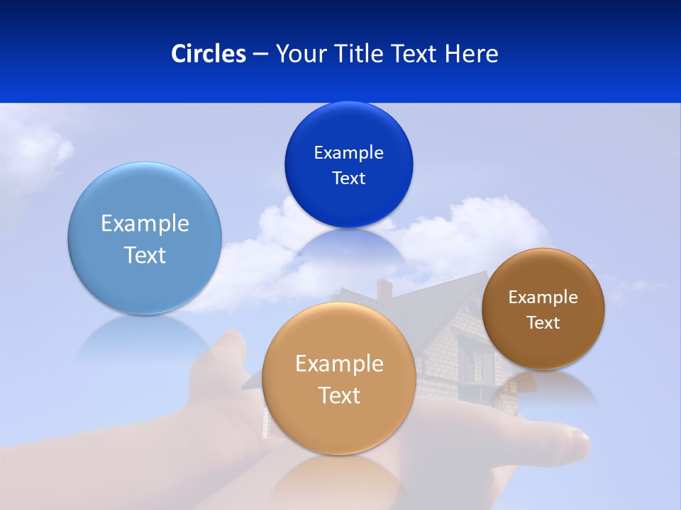 A Hand Holding A Small House In Front Of A Blue Sky PowerPoint Template