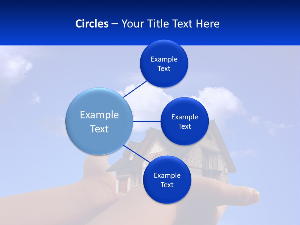 A Hand Holding A Small House In Front Of A Blue Sky PowerPoint Template