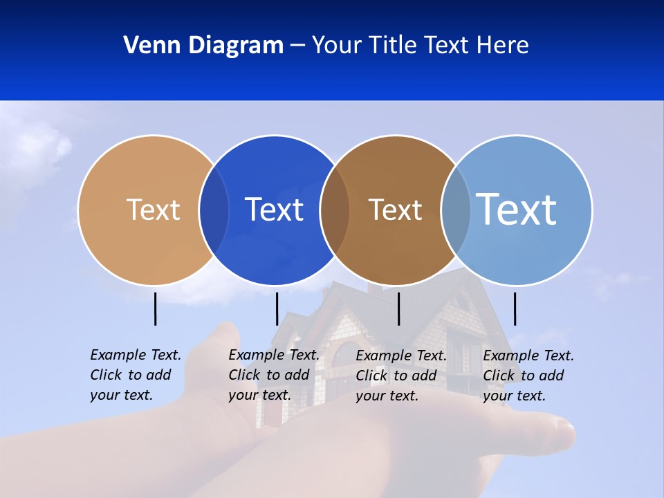 A Hand Holding A Small House In Front Of A Blue Sky PowerPoint Template