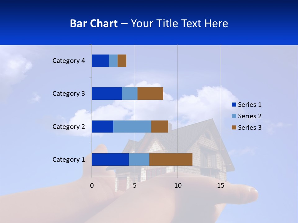 A Hand Holding A Small House In Front Of A Blue Sky PowerPoint Template