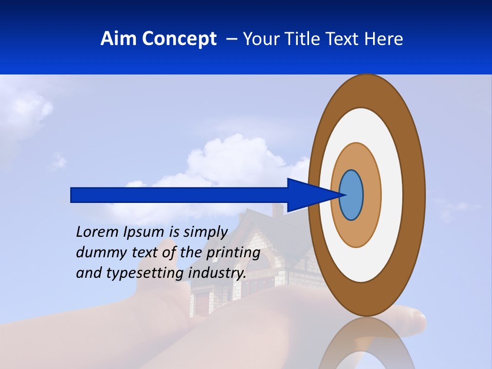 A Hand Holding A Small House In Front Of A Blue Sky PowerPoint Template