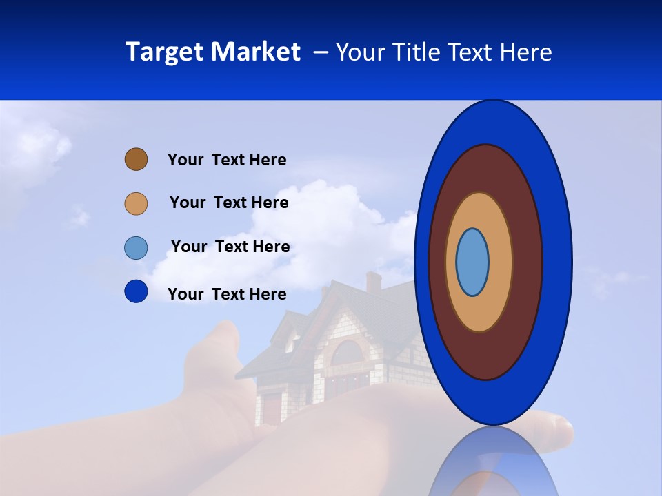 A Hand Holding A Small House In Front Of A Blue Sky PowerPoint Template