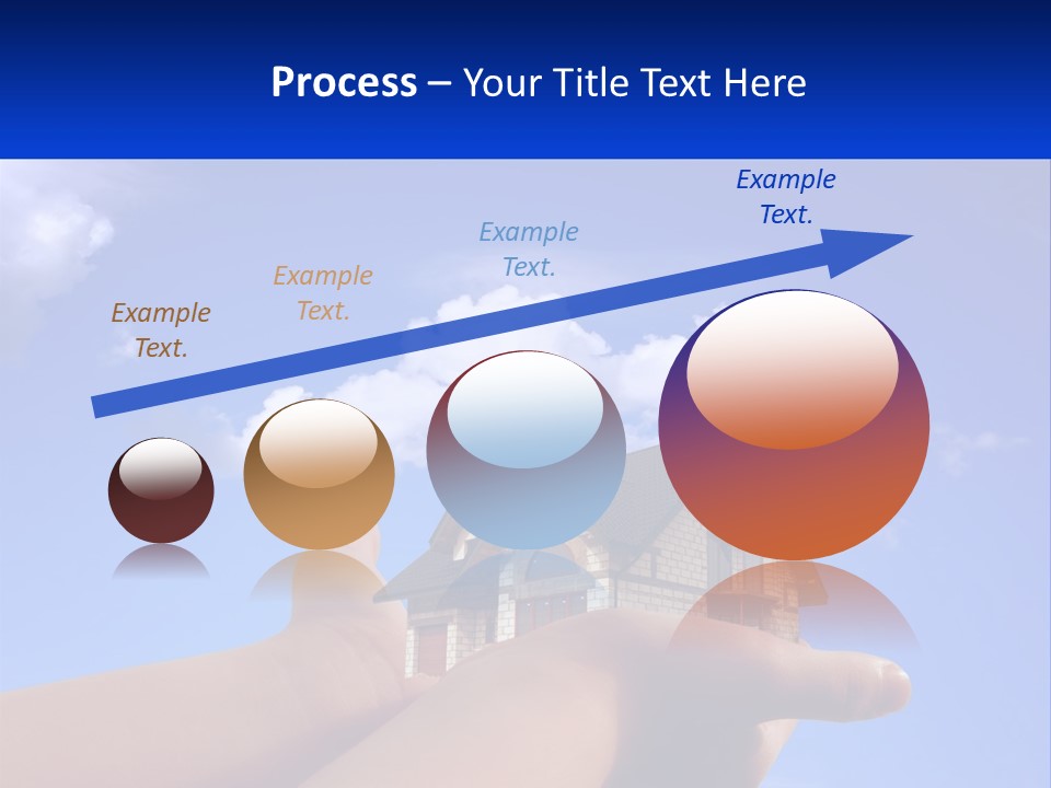 A Hand Holding A Small House In Front Of A Blue Sky PowerPoint Template