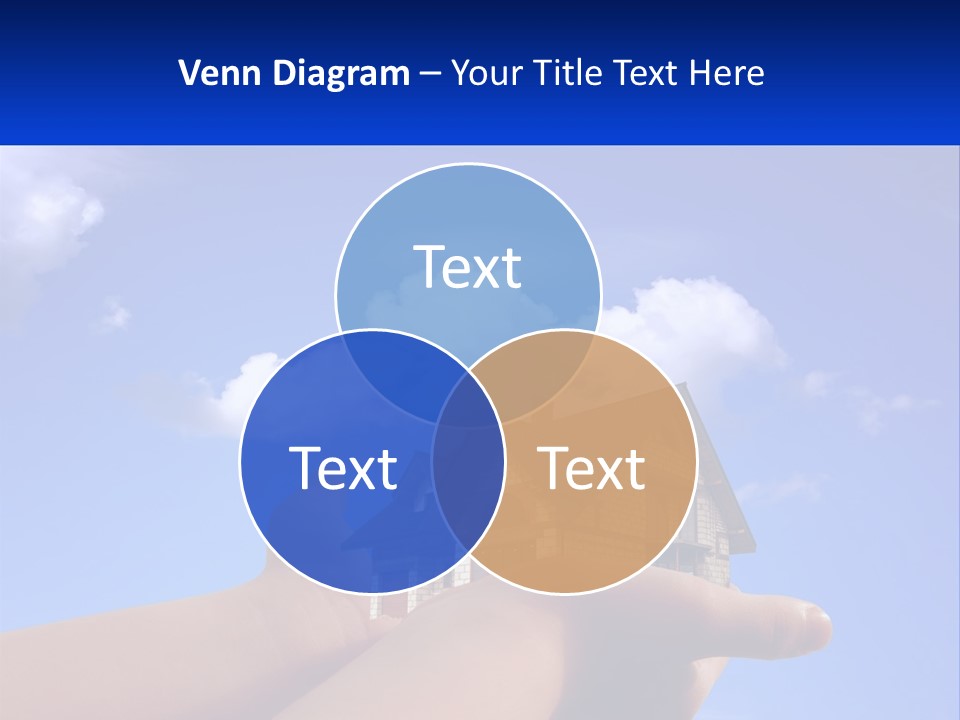 A Hand Holding A Small House In Front Of A Blue Sky PowerPoint Template