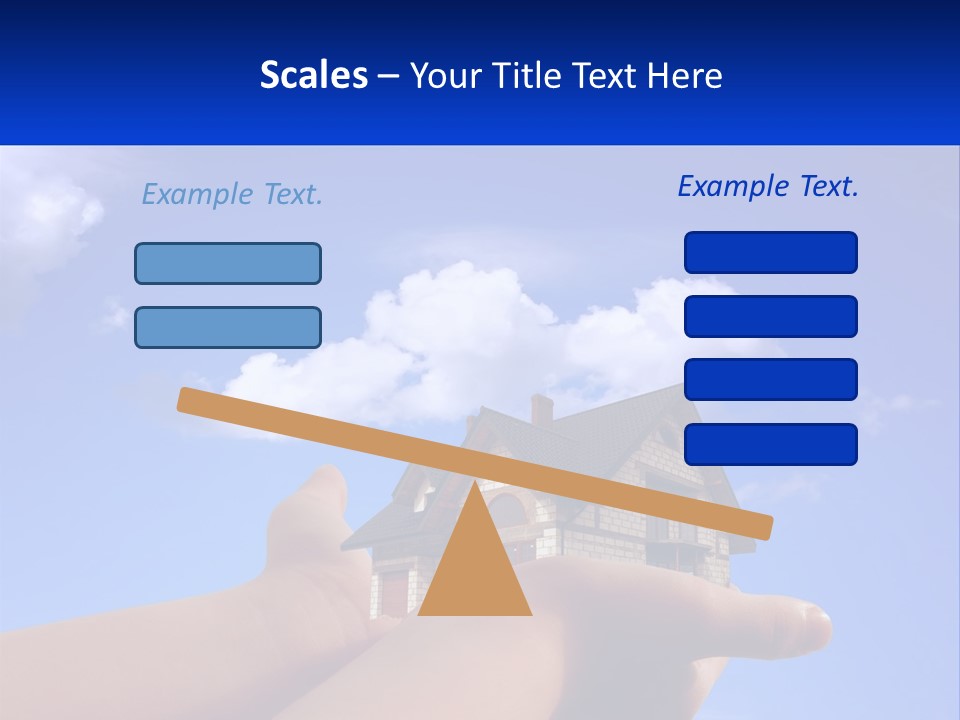 A Hand Holding A Small House In Front Of A Blue Sky PowerPoint Template