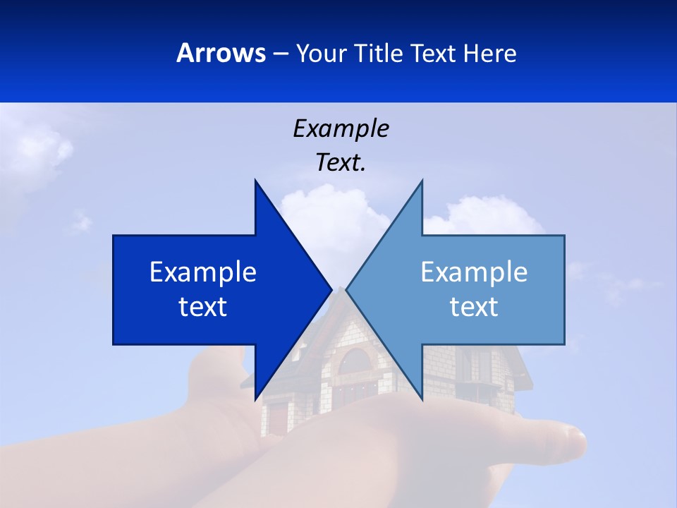 A Hand Holding A Small House In Front Of A Blue Sky PowerPoint Template