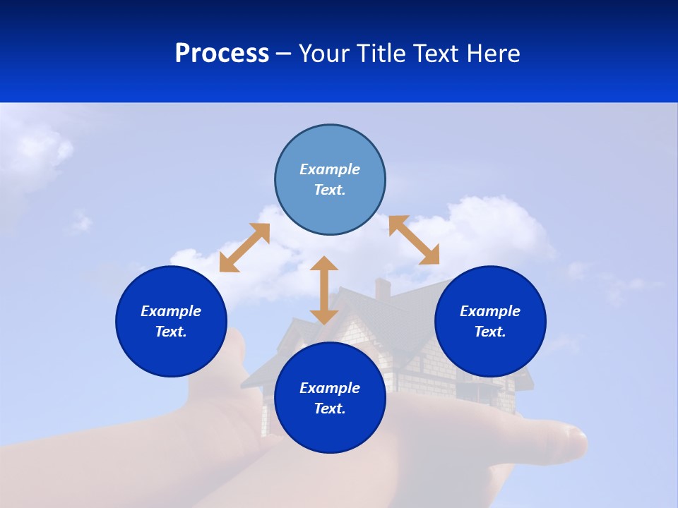 A Hand Holding A Small House In Front Of A Blue Sky PowerPoint Template