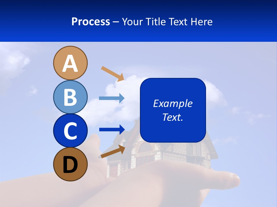 A Hand Holding A Small House In Front Of A Blue Sky PowerPoint Template