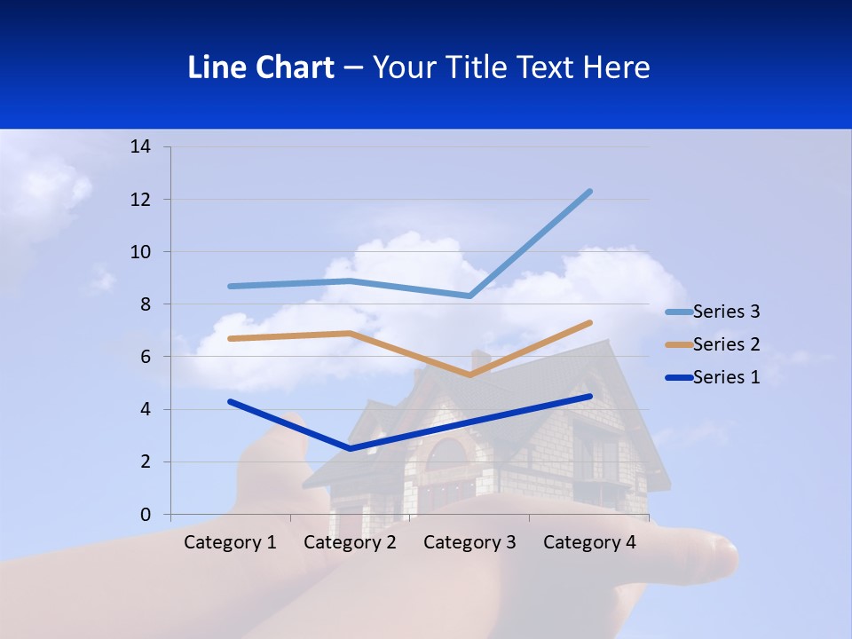 A Hand Holding A Small House In Front Of A Blue Sky PowerPoint Template