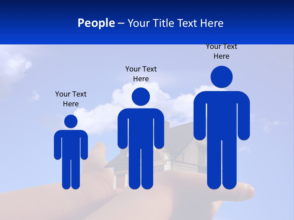 A Hand Holding A Small House In Front Of A Blue Sky PowerPoint Template