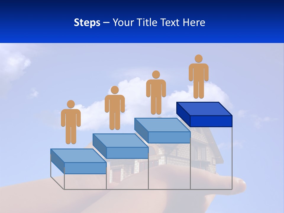 A Hand Holding A Small House In Front Of A Blue Sky PowerPoint Template