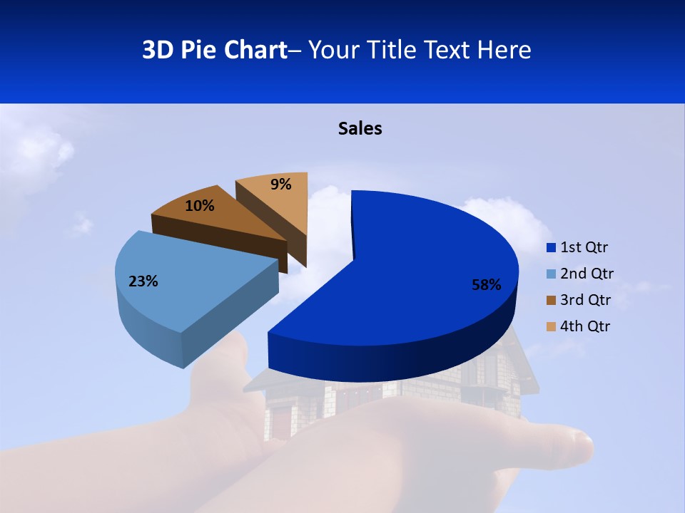 A Hand Holding A Small House In Front Of A Blue Sky PowerPoint Template