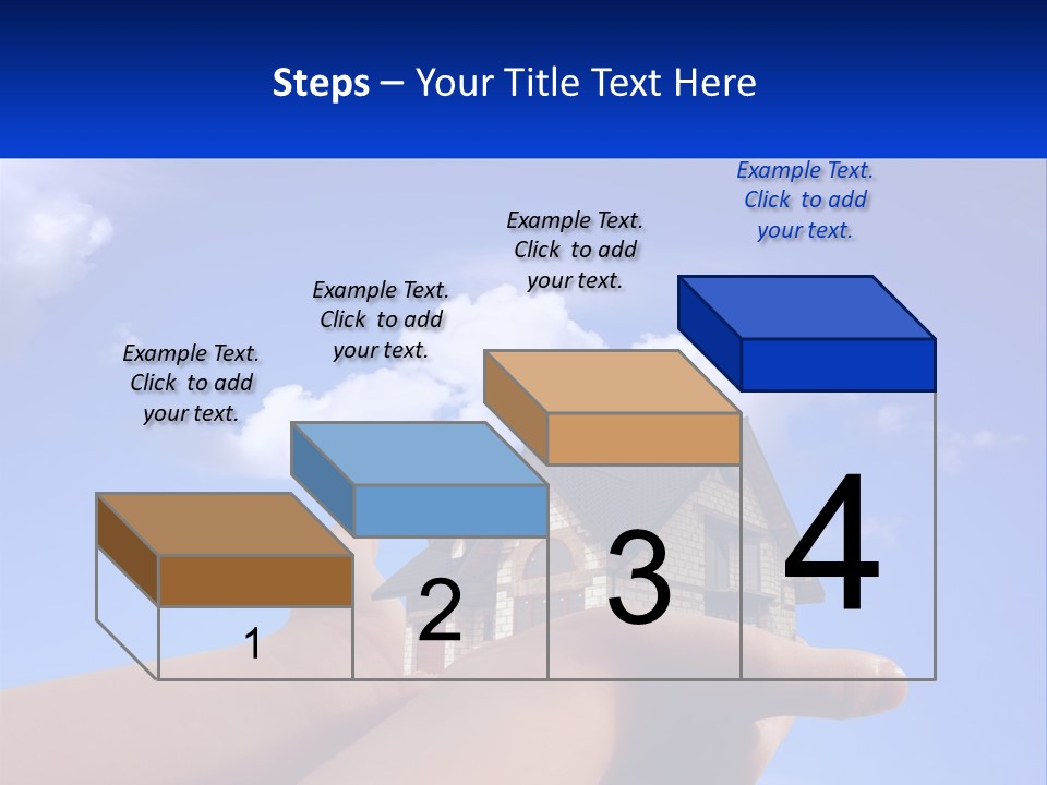 A Hand Holding A Small House In Front Of A Blue Sky PowerPoint Template