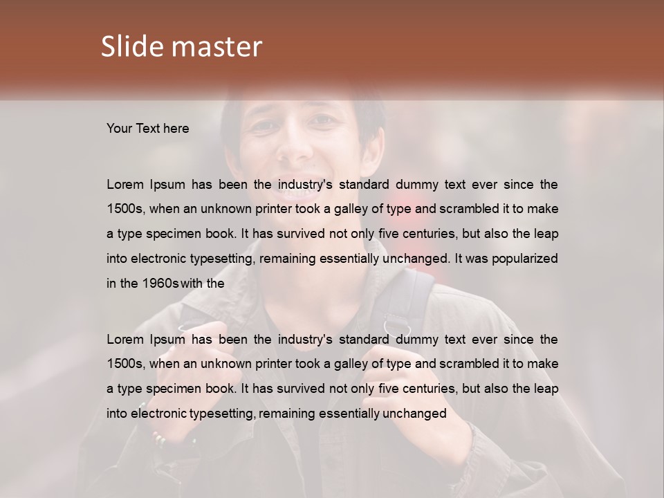 A Man With A Backpack Is Smiling For The Camera PowerPoint Template