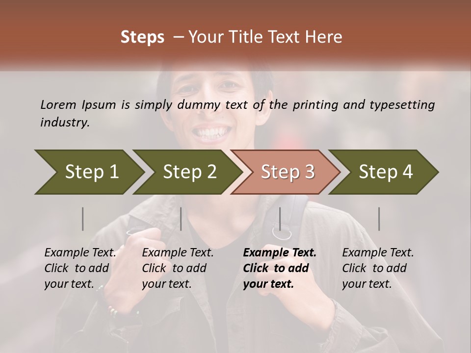A Man With A Backpack Is Smiling For The Camera PowerPoint Template
