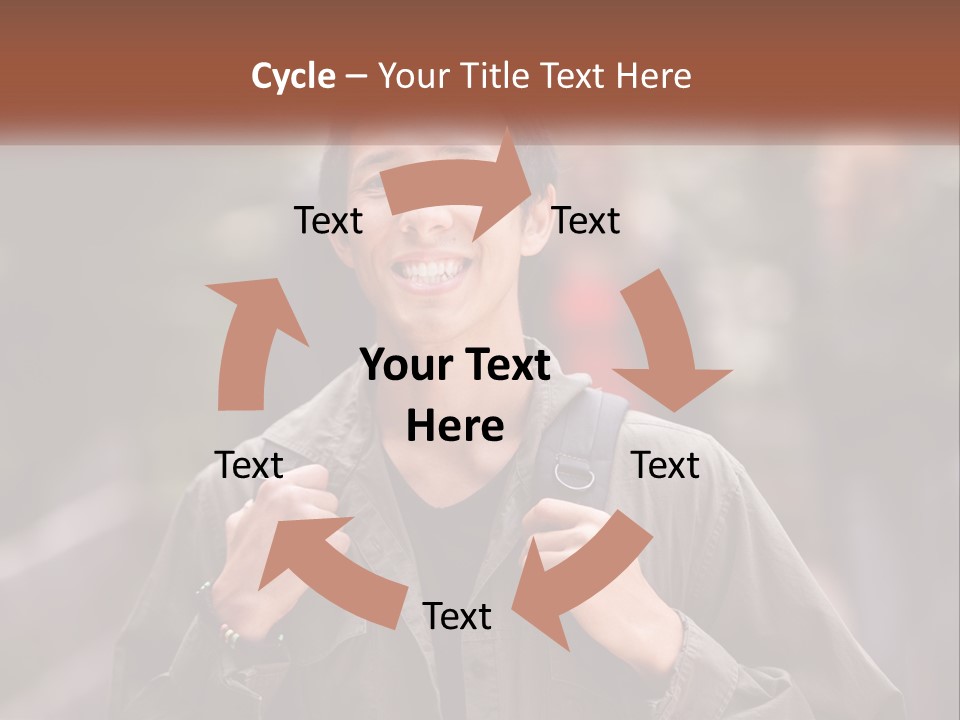 A Man With A Backpack Is Smiling For The Camera PowerPoint Template