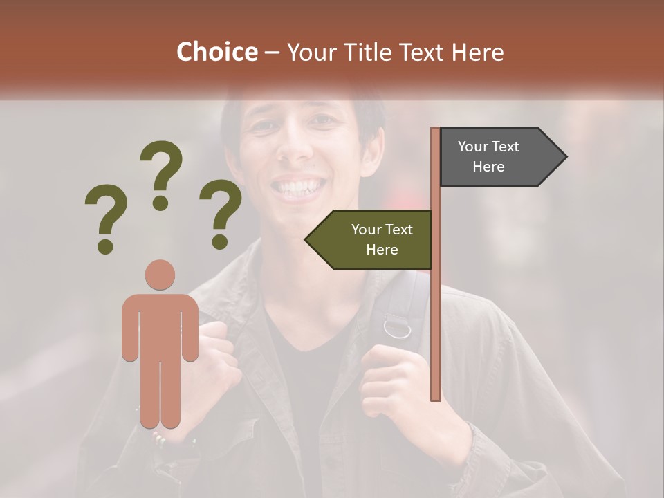 A Man With A Backpack Is Smiling For The Camera PowerPoint Template