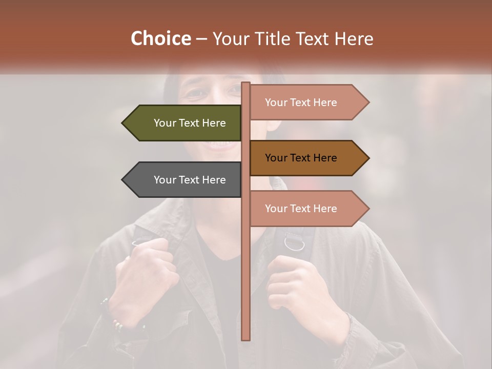 A Man With A Backpack Is Smiling For The Camera PowerPoint Template