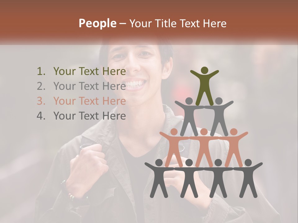 A Man With A Backpack Is Smiling For The Camera PowerPoint Template