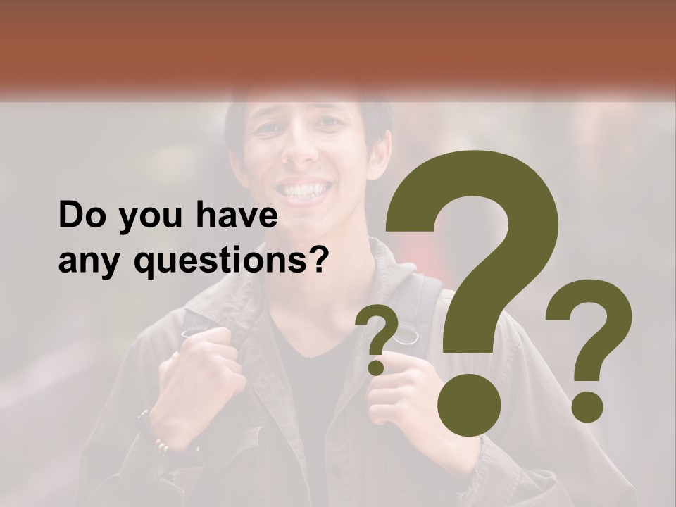 A Man With A Backpack Is Smiling For The Camera PowerPoint Template