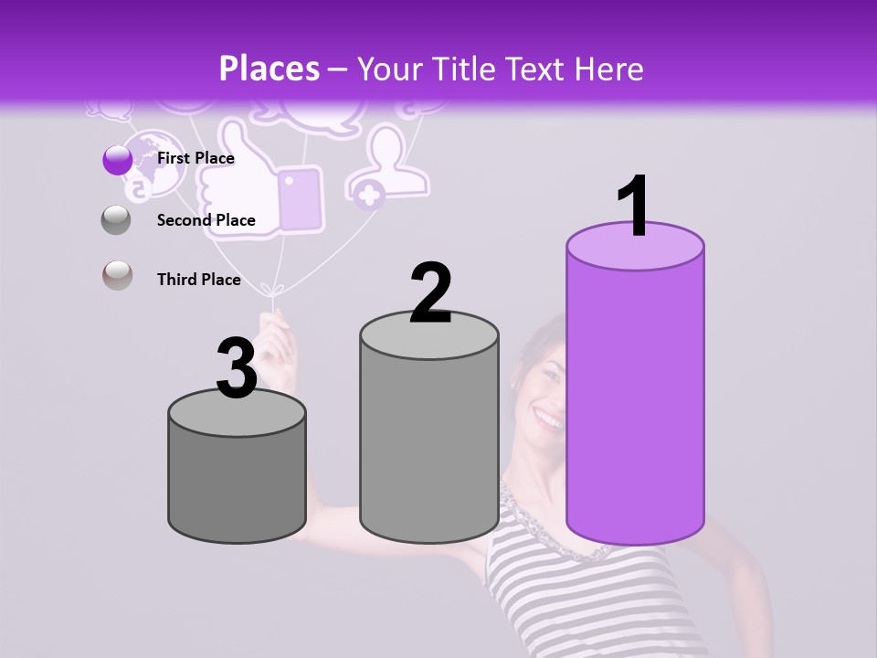 A Woman Holding A Bunch Of Social Media Icons PowerPoint Template