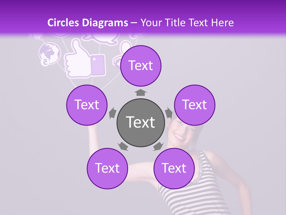 A Woman Holding A Bunch Of Social Media Icons PowerPoint Template