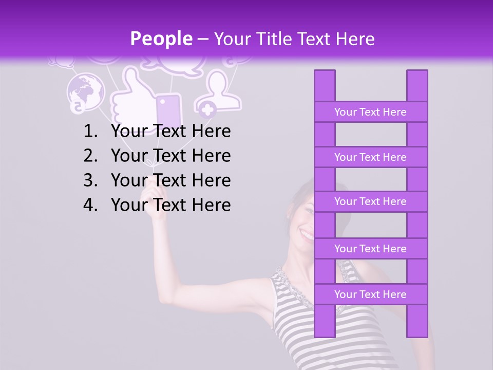 A Woman Holding A Bunch Of Social Media Icons PowerPoint Template