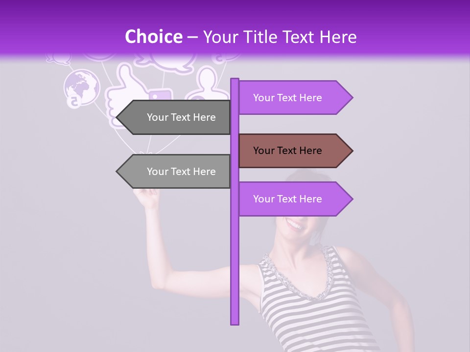 A Woman Holding A Bunch Of Social Media Icons PowerPoint Template