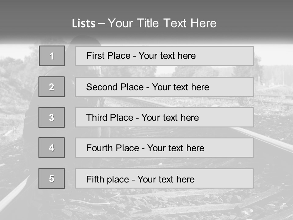 A Woman Sitting On A Train Track In Black And White PowerPoint Template