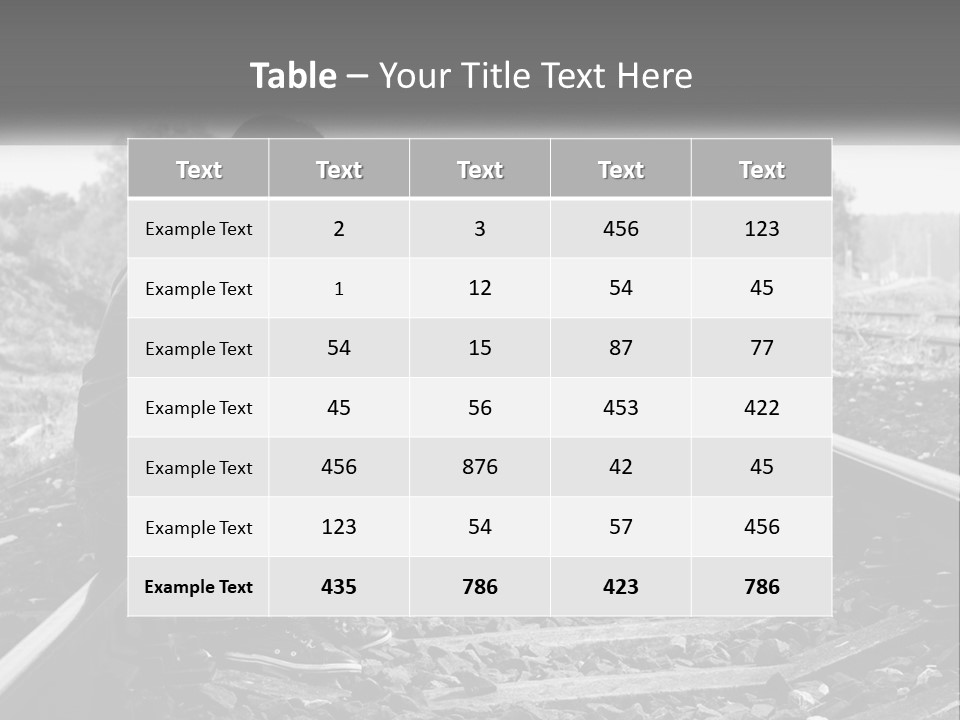 A Woman Sitting On A Train Track In Black And White PowerPoint Template