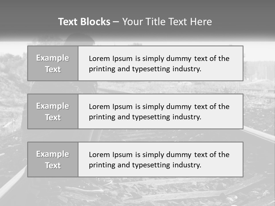 A Woman Sitting On A Train Track In Black And White PowerPoint Template