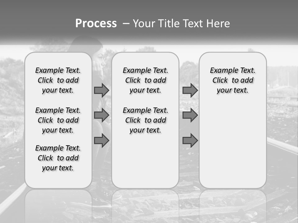 A Woman Sitting On A Train Track In Black And White PowerPoint Template