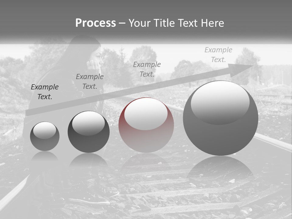 A Woman Sitting On A Train Track In Black And White PowerPoint Template