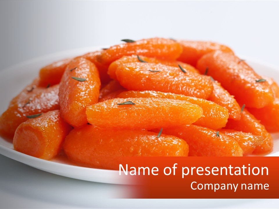 A Plate Full Of Carrots With Rosemary On Top PowerPoint Template