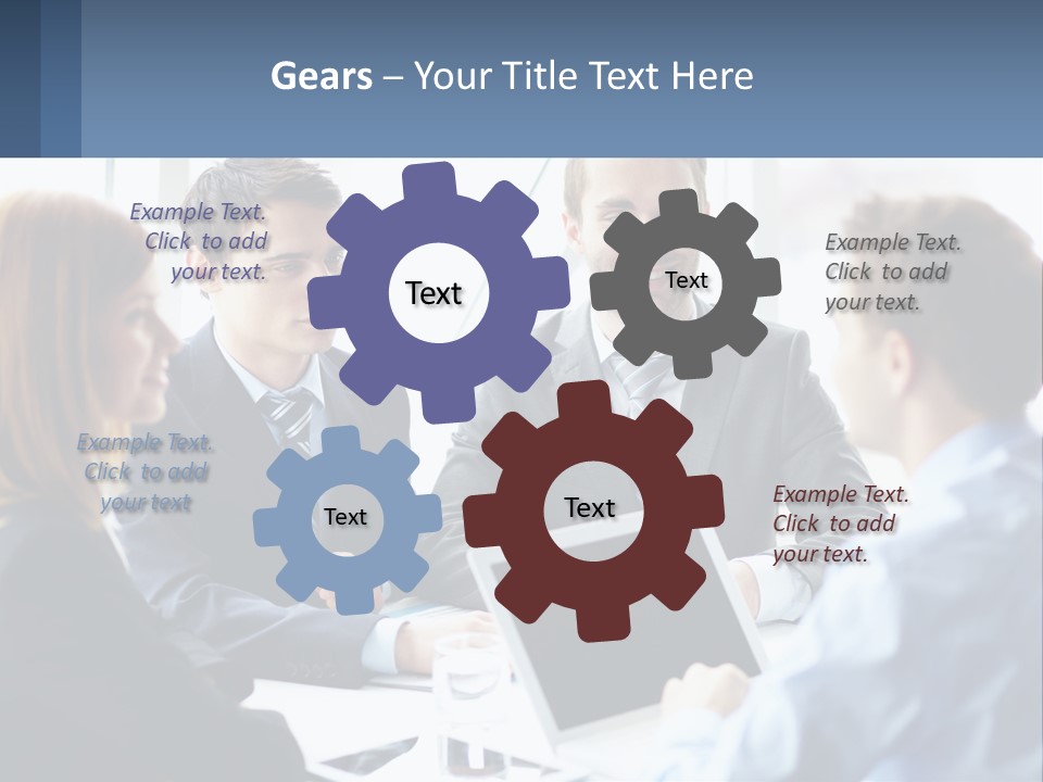 A Group Of Business People Sitting Around A Table PowerPoint Template