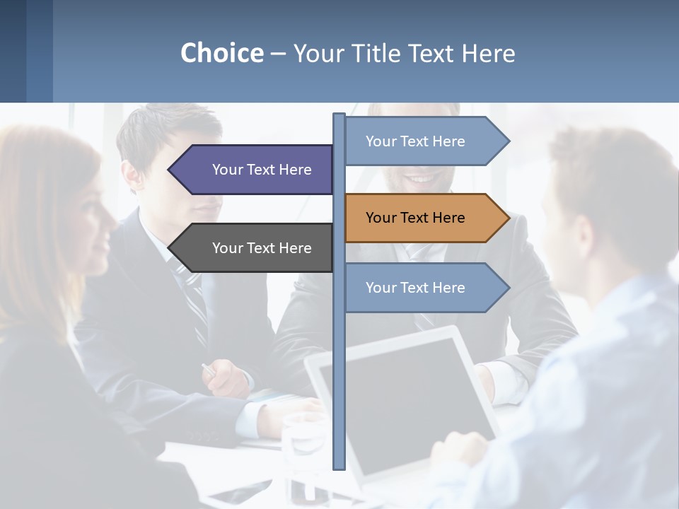 A Group Of Business People Sitting Around A Table PowerPoint Template