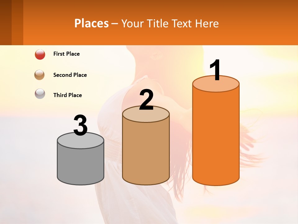 A Woman Standing On The Beach With Her Arms Outstretched PowerPoint Template