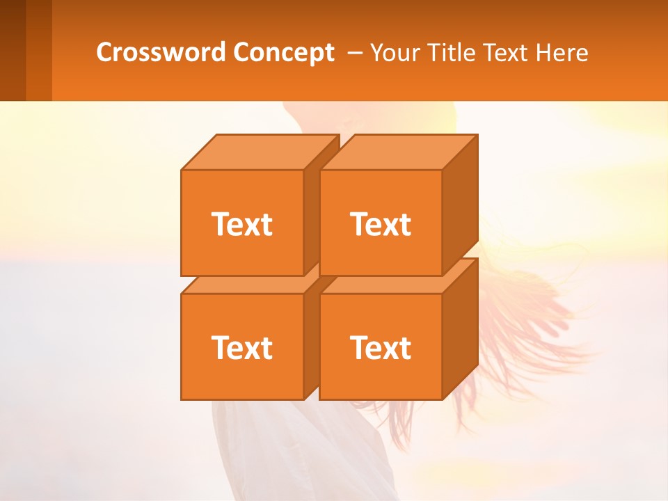 A Woman Standing On The Beach With Her Arms Outstretched PowerPoint Template