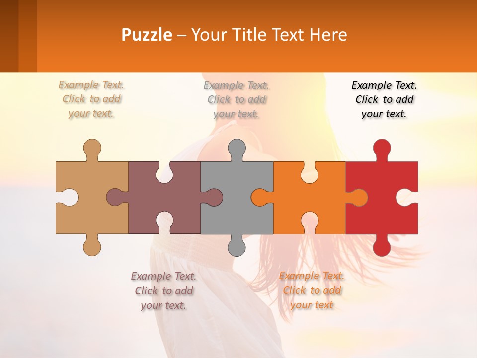 A Woman Standing On The Beach With Her Arms Outstretched PowerPoint Template