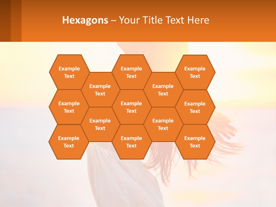 A Woman Standing On The Beach With Her Arms Outstretched PowerPoint Template