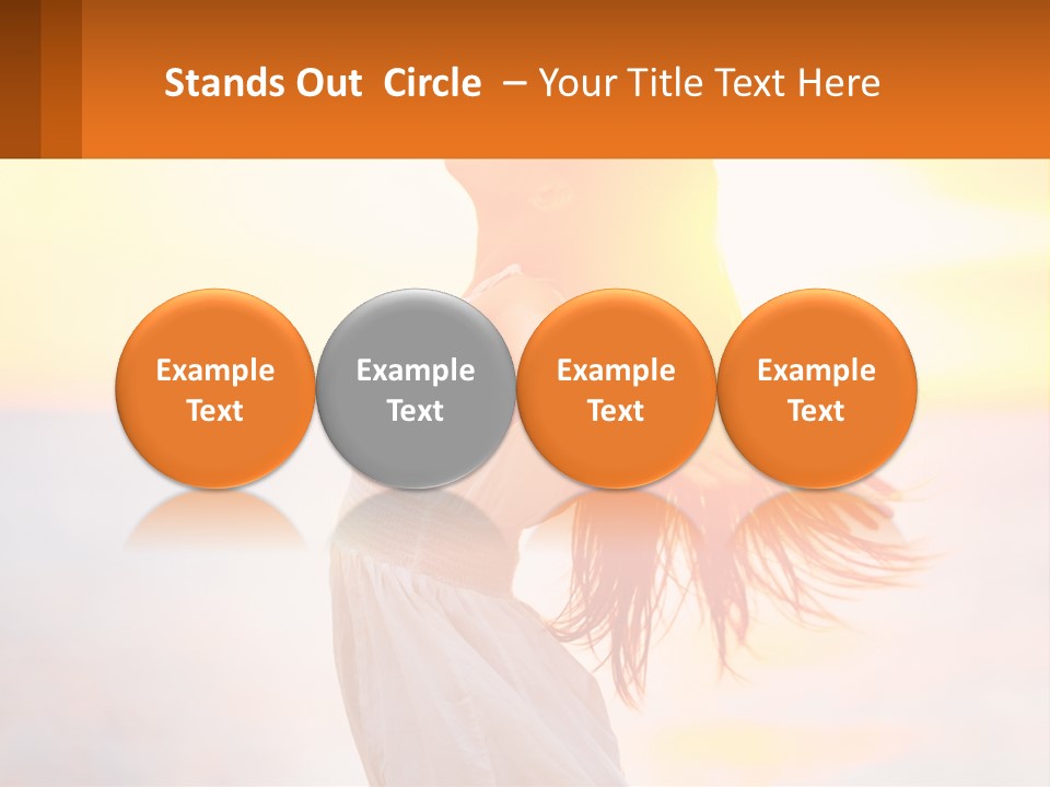 A Woman Standing On The Beach With Her Arms Outstretched PowerPoint Template