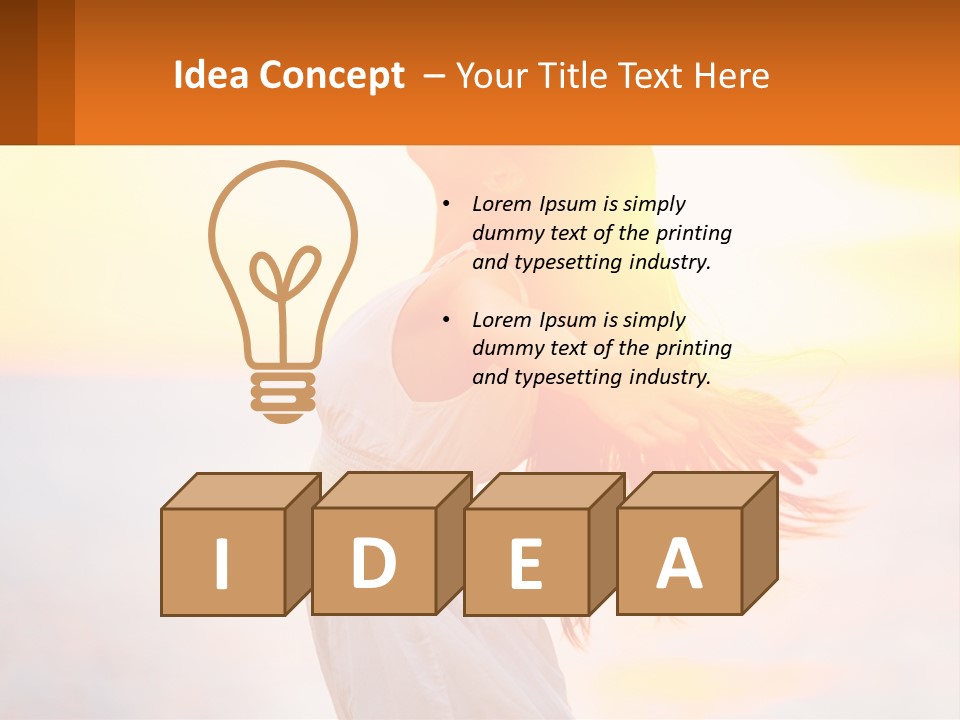 A Woman Standing On The Beach With Her Arms Outstretched PowerPoint Template