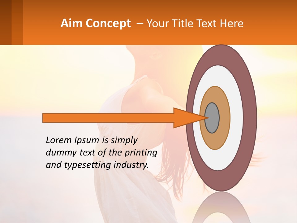 A Woman Standing On The Beach With Her Arms Outstretched PowerPoint Template