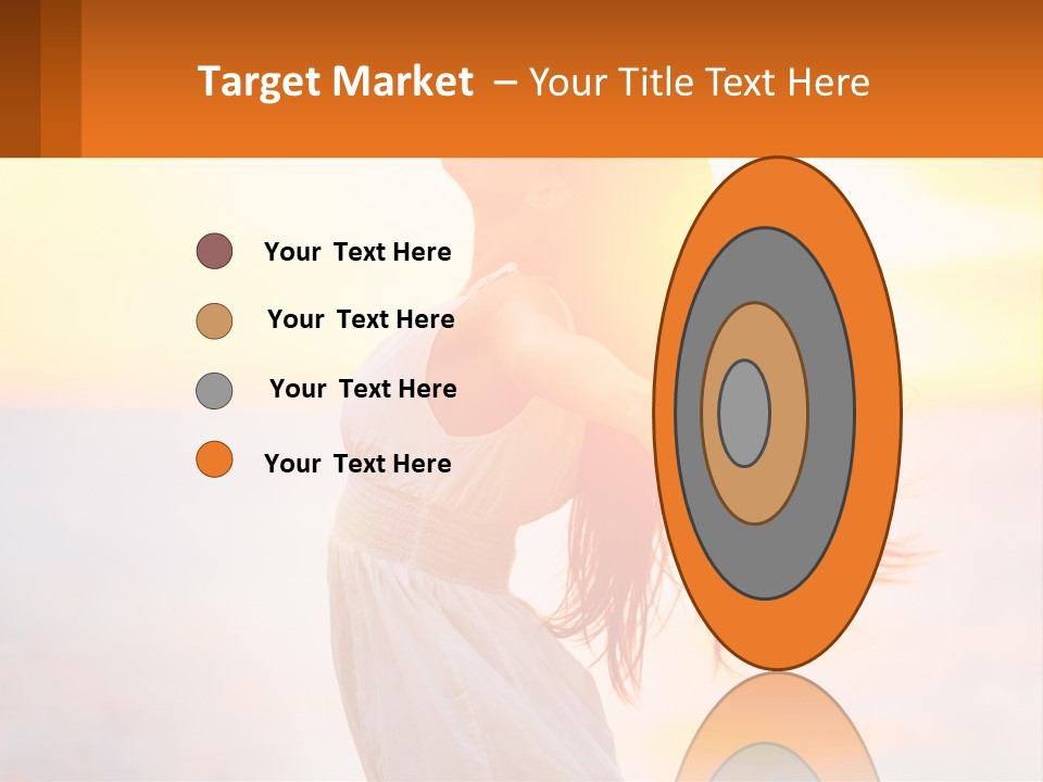 A Woman Standing On The Beach With Her Arms Outstretched PowerPoint Template