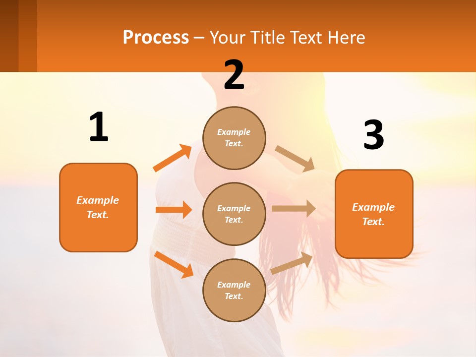 A Woman Standing On The Beach With Her Arms Outstretched PowerPoint Template