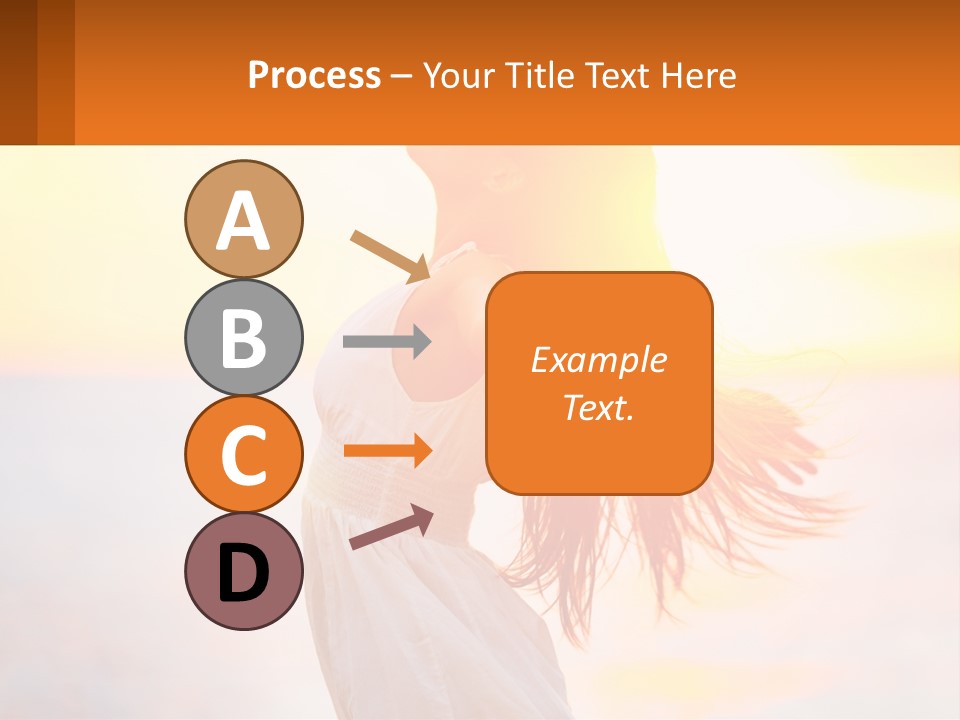 A Woman Standing On The Beach With Her Arms Outstretched PowerPoint Template