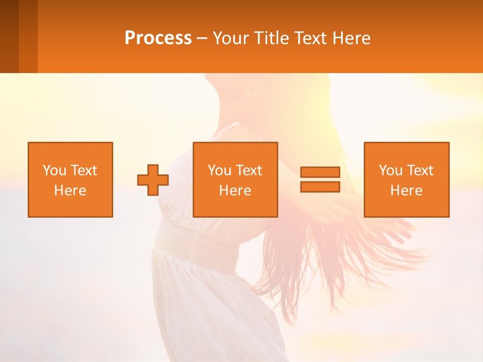 A Woman Standing On The Beach With Her Arms Outstretched PowerPoint Template