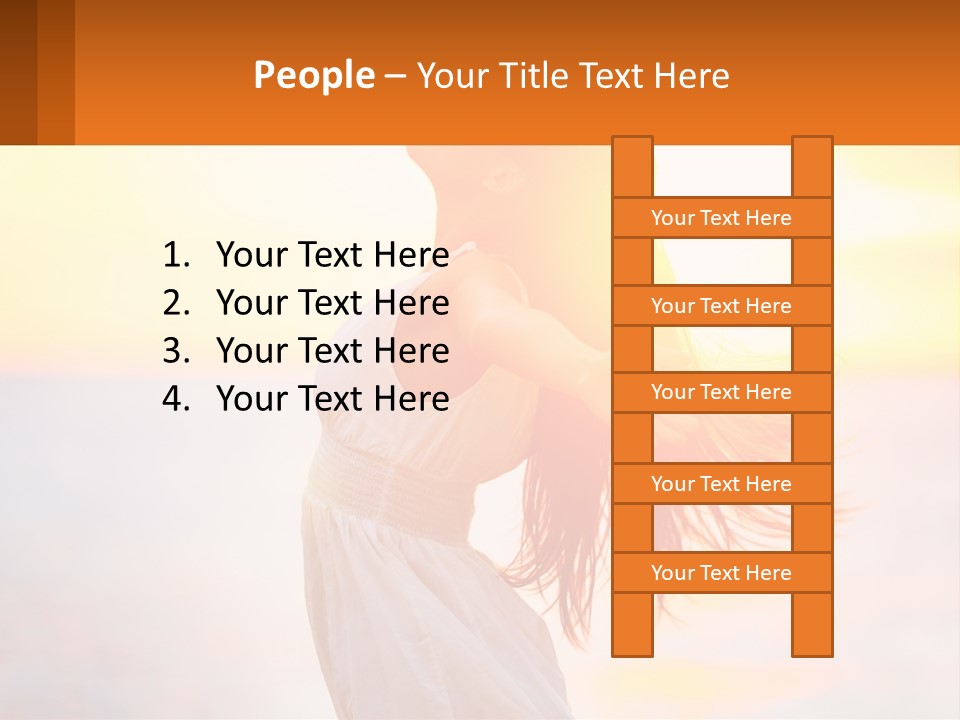 A Woman Standing On The Beach With Her Arms Outstretched PowerPoint Template