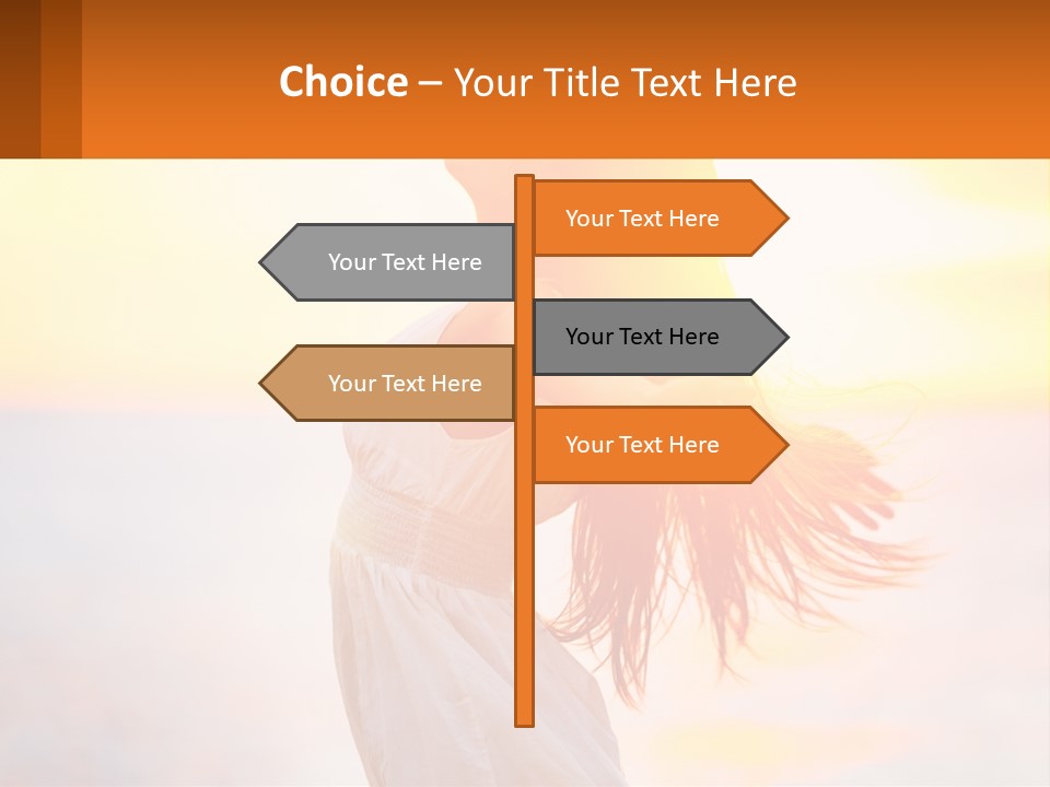 A Woman Standing On The Beach With Her Arms Outstretched PowerPoint Template